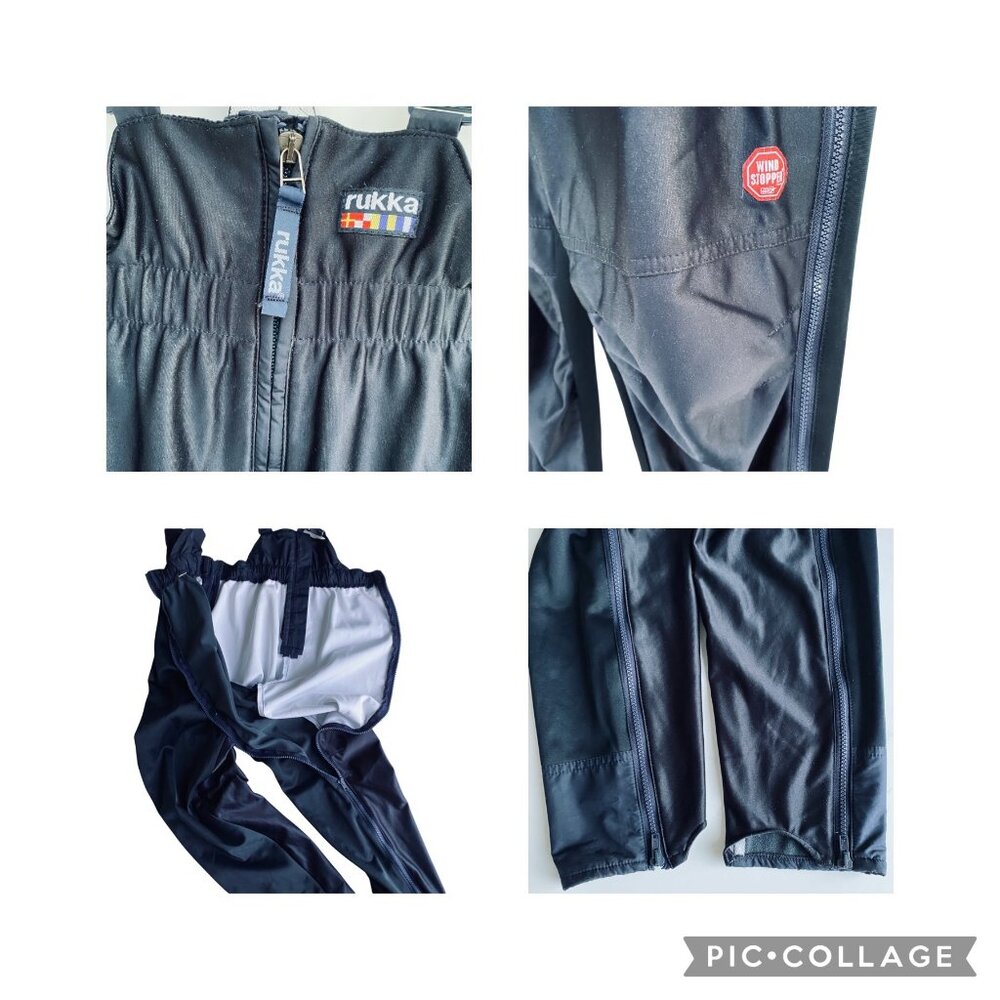 Rukka Womens Girls Bib Pants Size 158 Zip Off Wind Stopper Navy Blue S Vintage - Picture 9 of 14